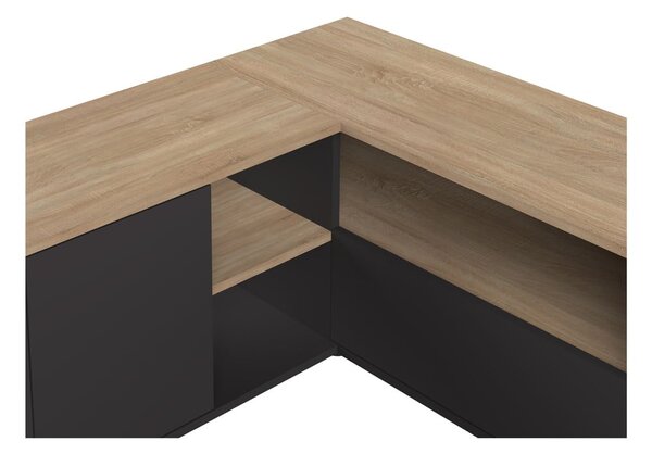 TV stolek v dekoru dubu v černo-přírodní barvě 90x45 cm Angle – TemaHome