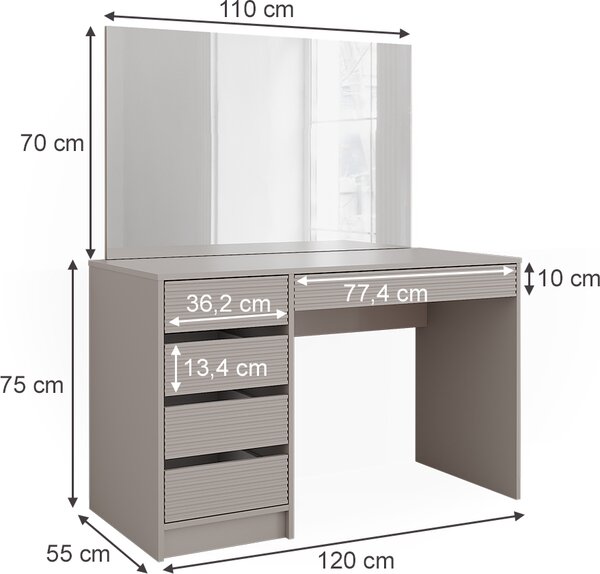 Toaletní stolek Vicco Sherry Kašmír 120 cm se zrcadlem, Model 51673