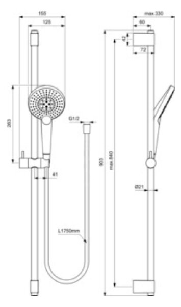 Ideal Standard Idealrain sprchová sada |90 cm B1763AA