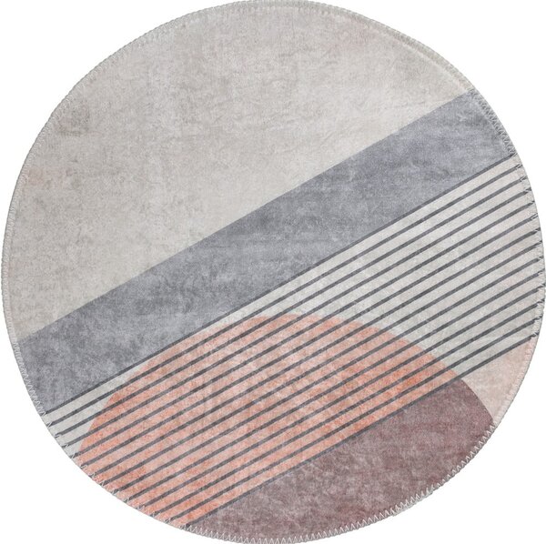 Pratelný kulatý koberec ve světle růžovo-šedé barvě ø 120 cm Yuvarlak – Vitaus
