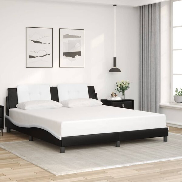 Rám postele bez matrace Zadar černý a bílý 180 x 200 cm umělá kůže 3208203