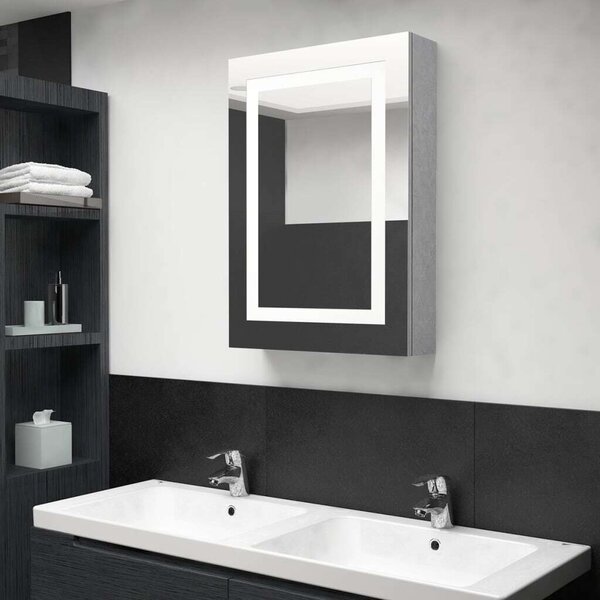 LED koupelnová skříňka se zrcadlem betonově šedá 50x13x70 cm