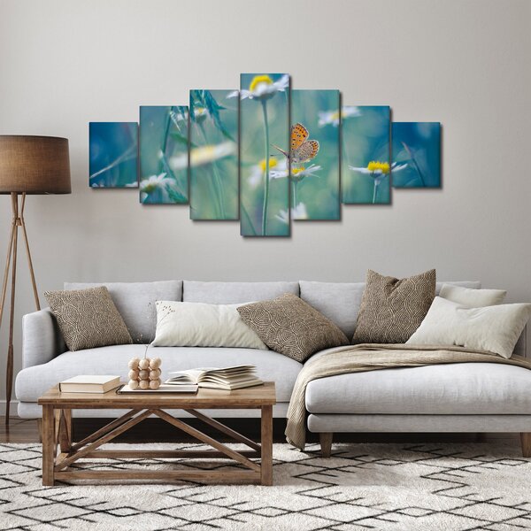 Obraz - Motýl na sedmikrásce (210x100 cm)