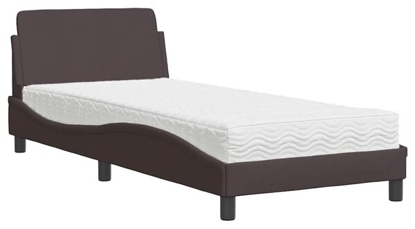 Postel s matrací Dover tmavě hnědá 80 x 200 cm textil 3208287