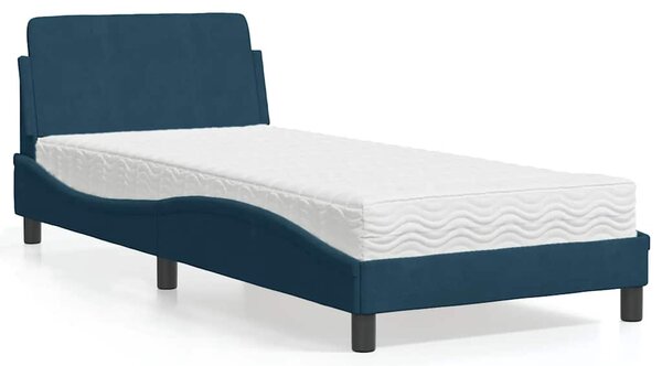 Postel s matrací Dover modrá 80 x 200 cm samet 3208295