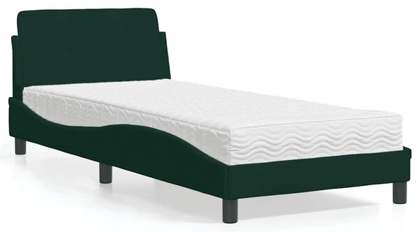 Postel s matrací Dover tmavě zelená 80 x 200 cm samet 3208294