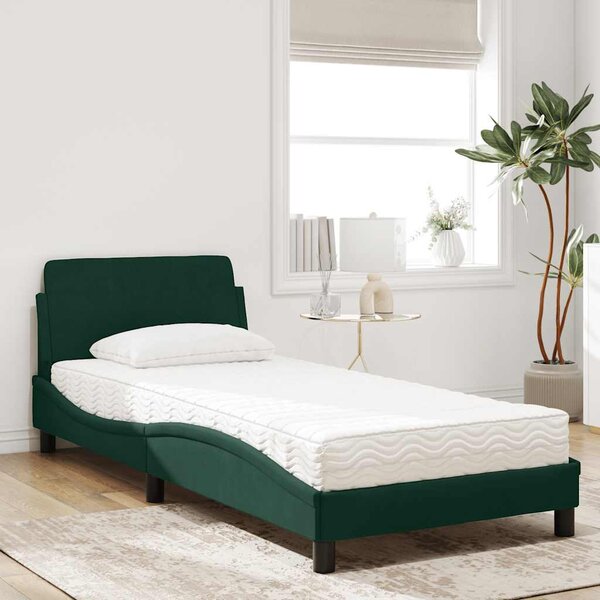 Postel s matrací Dover tmavě zelená 80 x 200 cm samet 3208294