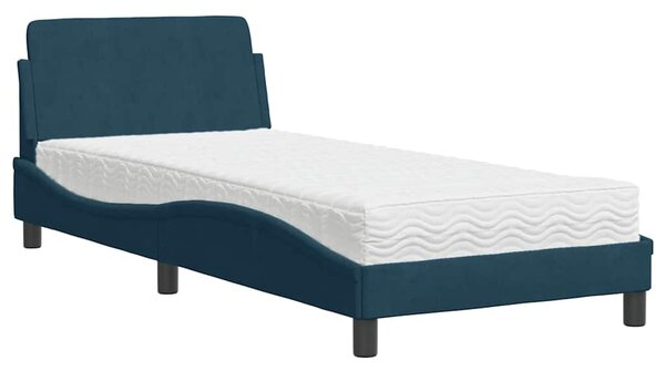 Postel s matrací Dover modrá 80 x 200 cm samet 3208295