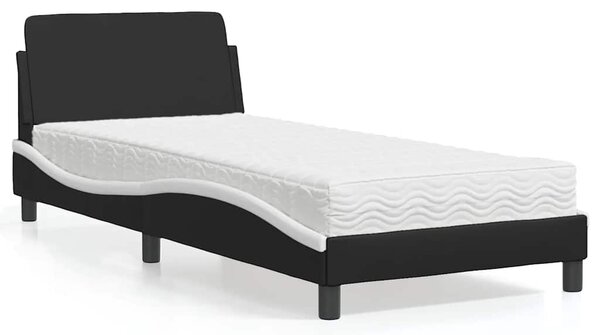 Postel s matrací Dover černá a bílá 80 x 200 cm umělá kůže 3208302