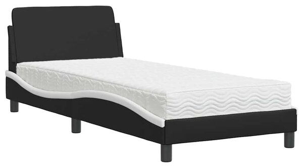 Postel s matrací Dover černá a bílá 80 x 200 cm umělá kůže 3208302