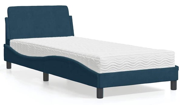 Postel s matrací Dover modrá 90 x 190 cm samet 3208315