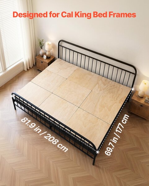 VEVOR Podpěra matrace pro postel Cal King, 208x177 cm, skládací, s nylonovým popruhem, vyrobená z překližky, s zaoblenými hranami, proti prohýbání, vhodná pro kovové rámy, rozkládací pohovky a palandy
