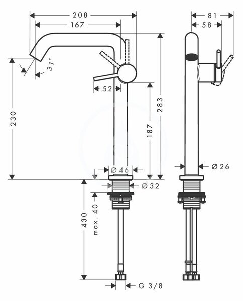 Hansgrohe - Umyvadlová baterie, CoolStart, EcoSmart, kartáčovaný bronz