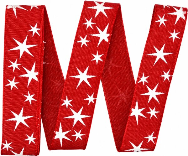 Vánoční stuha červená STARLIGHT RED saténová, skládaná 25mm x 2m (9,- Kč/m)