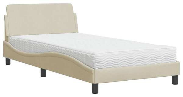 Postel s matrací Dover krémová 100 x 200 cm textil 3208349