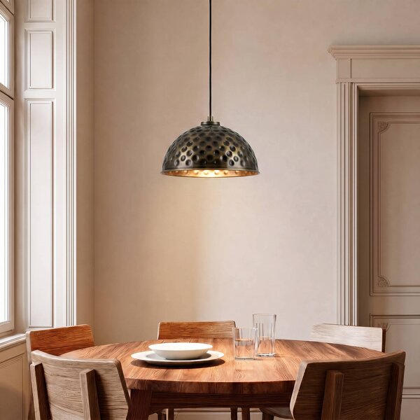 Opviq Závěsné světlo ECHO, staromódní mosaz, Ø 26 cm, kov, E27, stmívatelný, Bronz / starožitná mosaz, Obývací pokoj / jídelna, kov