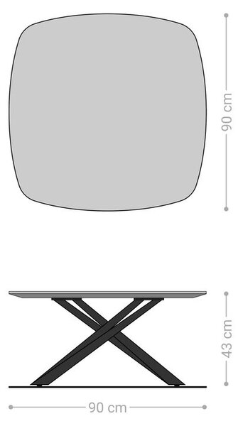 DELIFE Konferenční stolek Edge Boot 90x90 cm dub přírodní švýcarská hrana Sarity kov černá