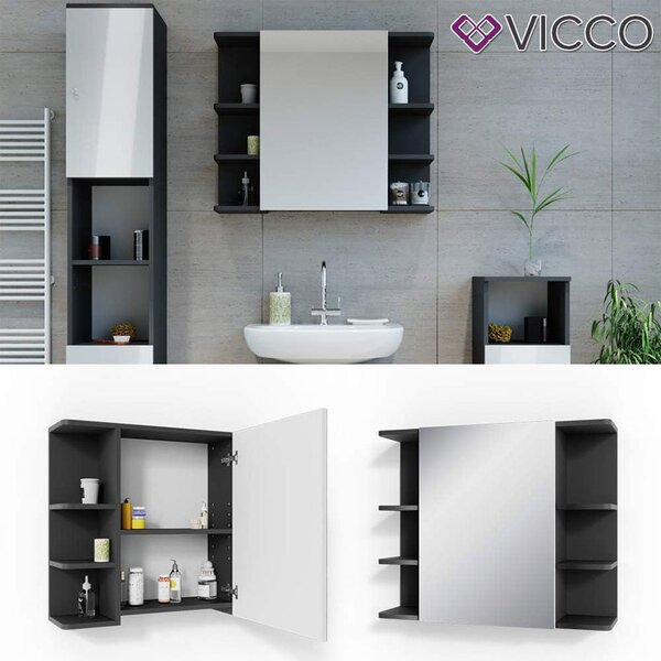 Koupelnová zrcadlová skříňka Vicco Fynn Antracit 79.6 x 64 cm, Model 30173