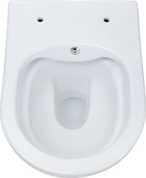 Závěsné WC bez ráfku Belvit, snadné čištění, WC s integrovaným bidetem, teplá a studená voda, WC bez poklopu, keramická sprcha, bílá barva