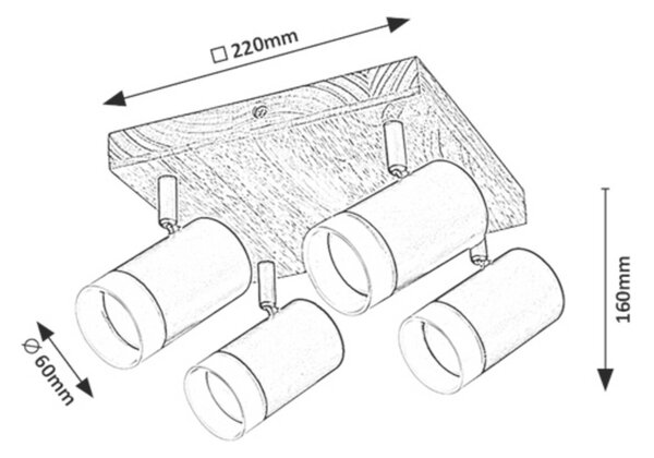 Rabalux bodové svítidlo Toras GU10 4X MAX 5W dub 73124