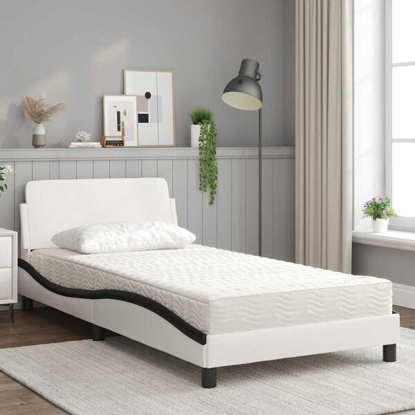 Postel s matrací Dover bílá a černá 100 x 200 cm umělá kůže 3208363