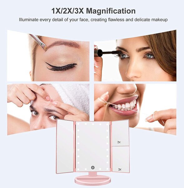 WEILY LED zrcadlo na líčení s 21 diodami, zvětšení 1x, 2x, 3x