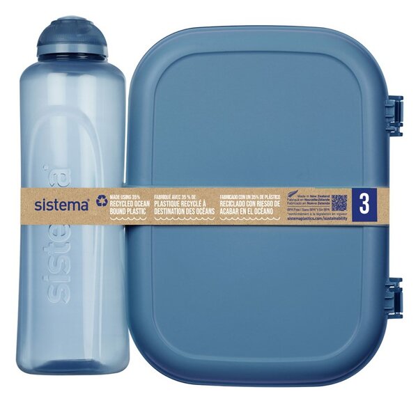 Set svačinového boxu s lahví - Svačinový box Ribbon 1,1 l a láhev Swift 480 ml, mix barev - SISTEMA Barva krabiček SISTEMA: Zelená