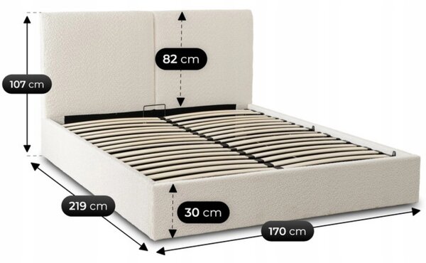 Manželská postel 140 cm Marsel 140 (krémová) (s roštem) (s úl. prostorem)