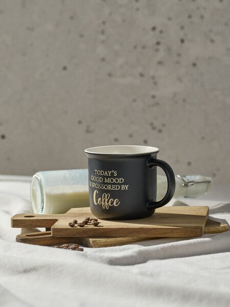 Sinsay - Keramický hrnek s nápisem Today’s Good Mood Is Sponsored By Coffee - černá