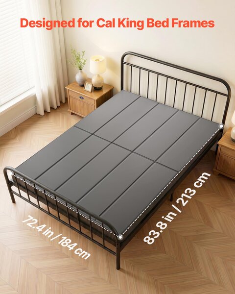 VEVOR Podpěra matrace, rozměr Cal King, 213x184 cm, skládací. Podpěra matrace s suchým zipem, PP jádro potažené tkaninou Oxford 600D, zabraňuje prohýbání pro kovové rámy, palandy a rozkládací pohovky