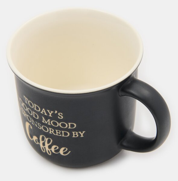 Sinsay - Keramický hrnek s nápisem Today’s Good Mood Is Sponsored By Coffee - černá
