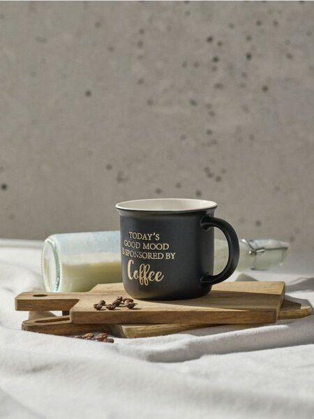 Sinsay - Keramický hrnek s nápisem Today’s Good Mood Is Sponsored By Coffee - černá