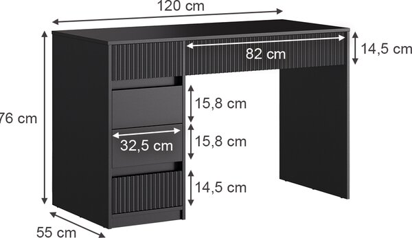 Toaletní stolek Vicco Omira Černá 120 cm Bez zrcadla, Model 50034