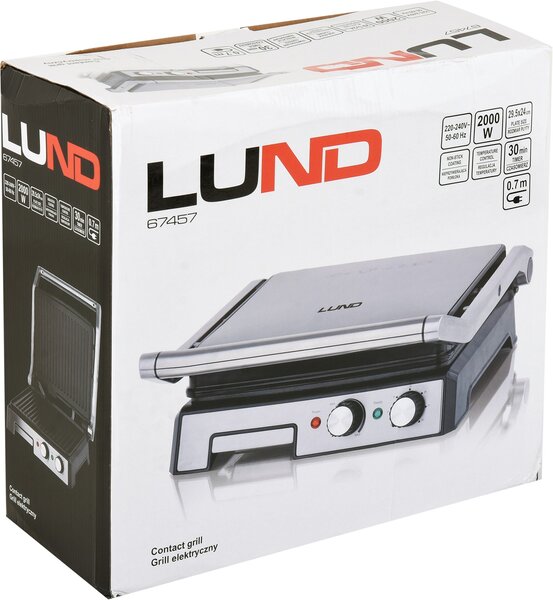 LUND Kontaktní gril 2000W 3 v 1 nerez Lund