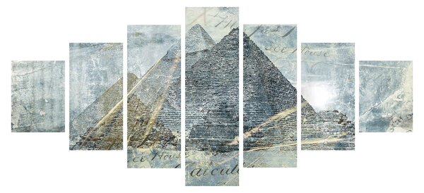 Obraz - Pyramidy v modrém filtru (210x100 cm)