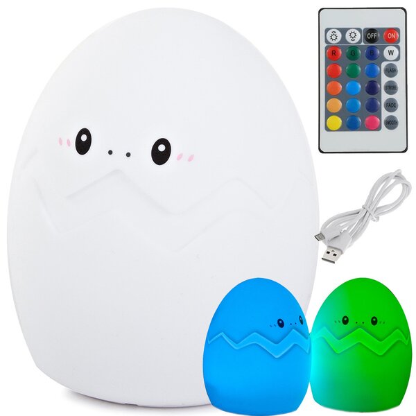 Silikonová LED dětská noční lampička EGG 12,5 cm bílá