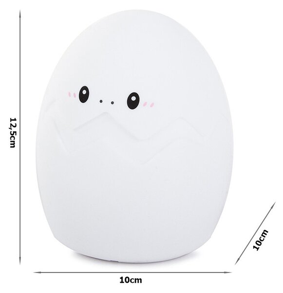 Silikonová LED dětská noční lampička EGG 12,5 cm bílá