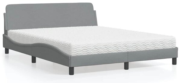 Postel s matrací Dover světle šedá 160 x 200 cm textil 3208424