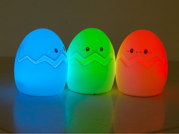 Silikonová LED dětská noční lampička EGG 12,5 cm bílá