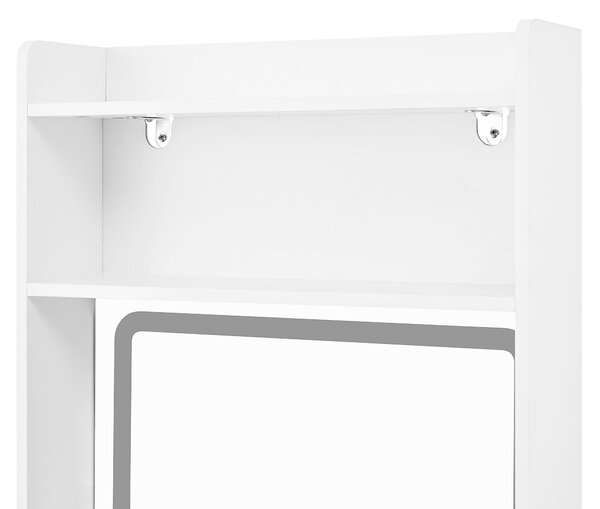 Toaletní stolek Flieks Make-up stolek se skládací deskou, toaletní stolek s taburetem a zrcadlem s LED osvětlením, 50-75x45x156 cm, bílý