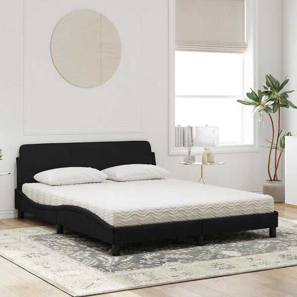 Postel s matrací Dover černá 160 x 200 cm samet 3208433