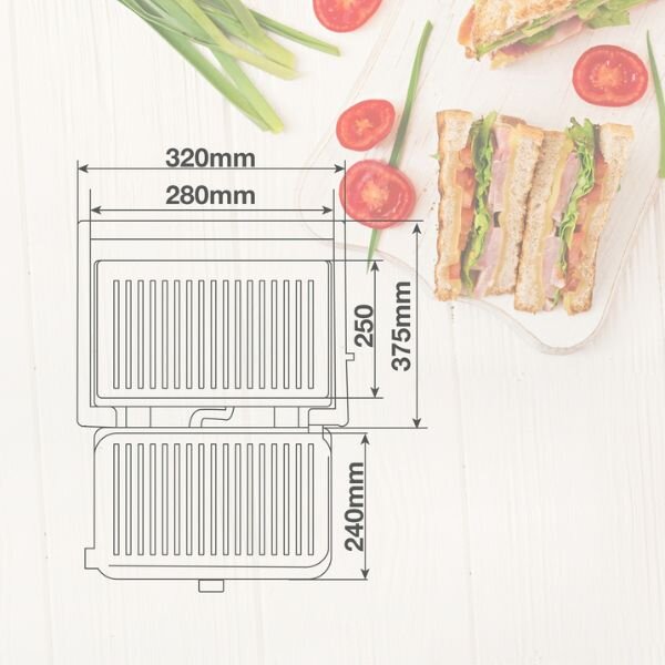 Velký kontaktní gril Väline Dosari, grilovací plocha 28x25cm, 2000W, 180°, 3 roky záruka