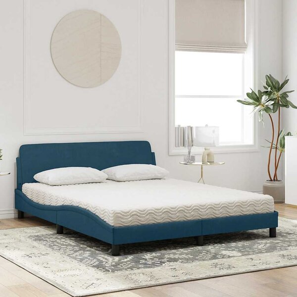 Postel s matrací Dover modrá 160 x 200 cm samet 3208435