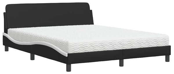 Postel s matrací Dover černá a bílá 160 x 200 cm umělá kůže 3208442