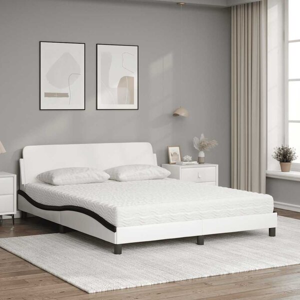 Postel s matrací Dover bílá a černá 160 x 200 cm umělá kůže 3208443