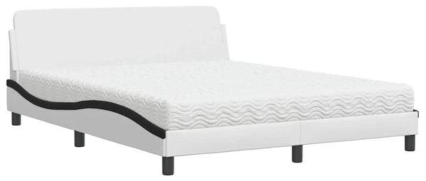 Postel s matrací Dover bílá a černá 160 x 200 cm umělá kůže 3208443