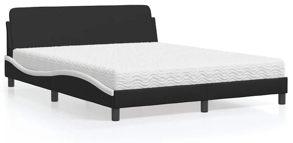 Postel s matrací Dover černá a bílá 160 x 200 cm umělá kůže 3208442