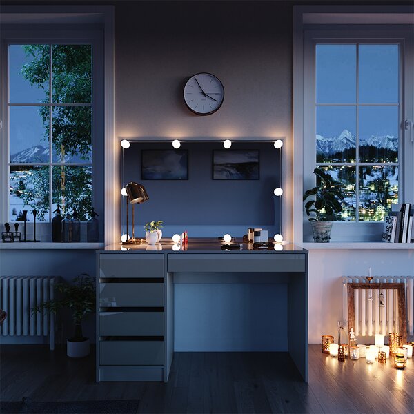 Toaletní stolek Vicco Sherry Greige 120 cm s řetězem LED, Model 47706