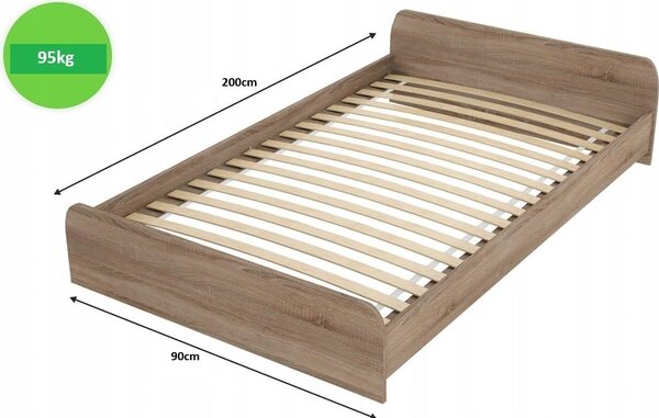 BDW, Překližka s rolovacím rámem Flex, postel a matrace, 200x90 cm, 16 pásů
