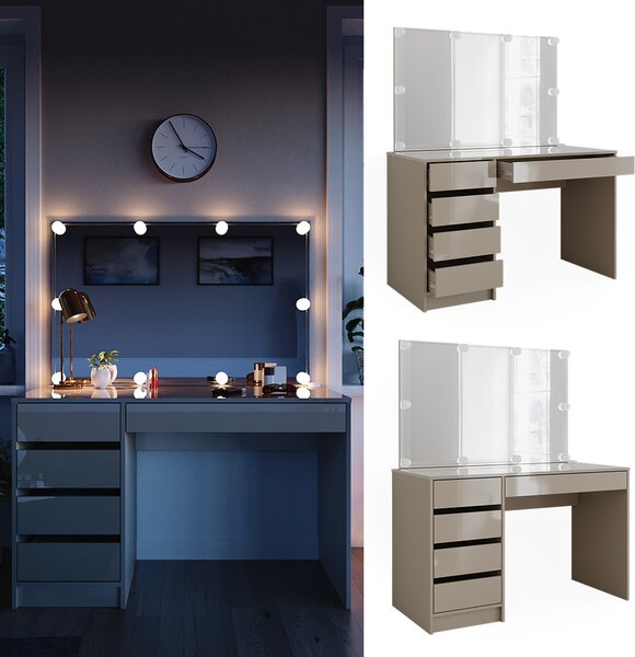 Toaletní stolek Vicco Sherry Greige 120 cm s řetězem LED, Model 47706